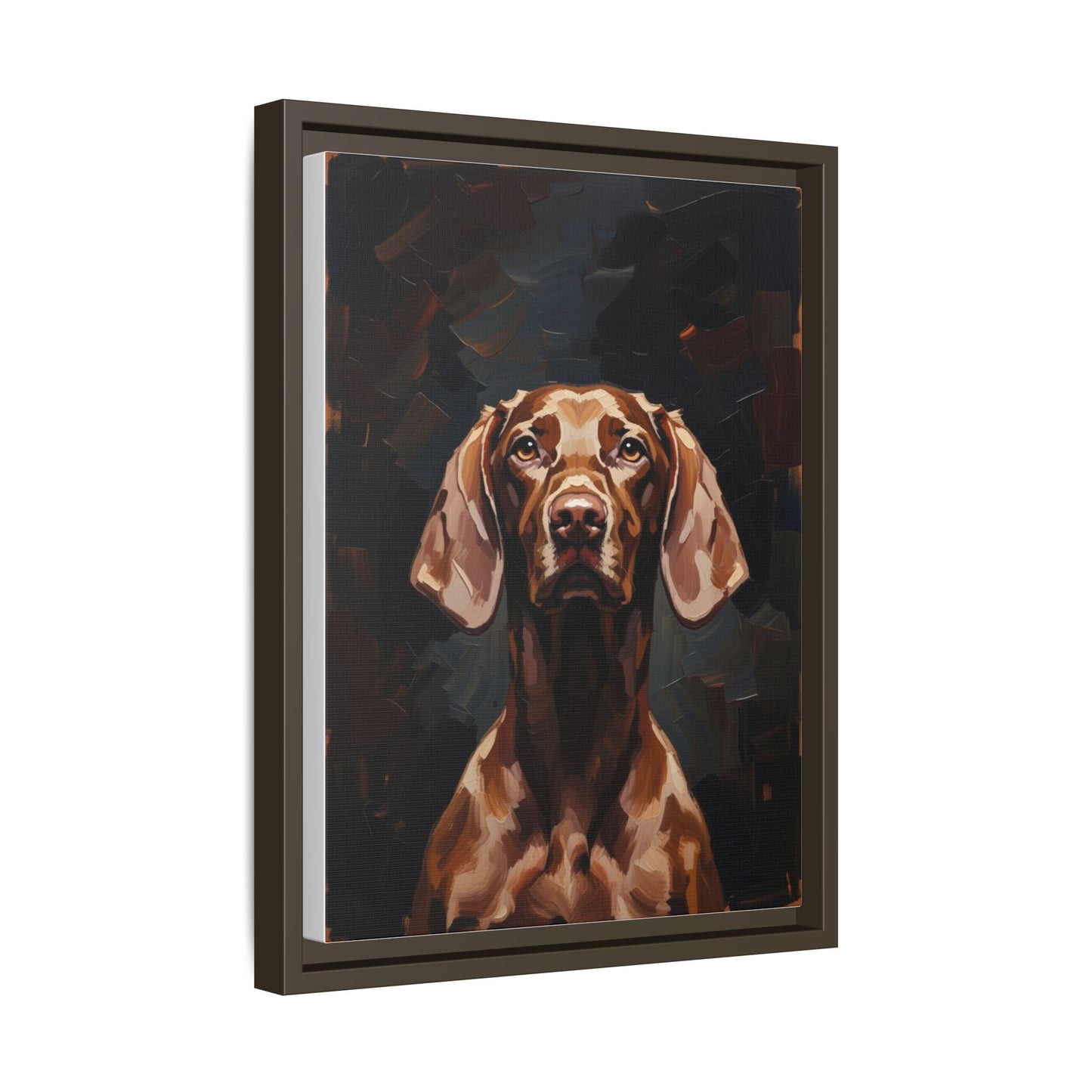 Framed Matte Canvas Dog Portrait – Brown Vizsla Wall Art