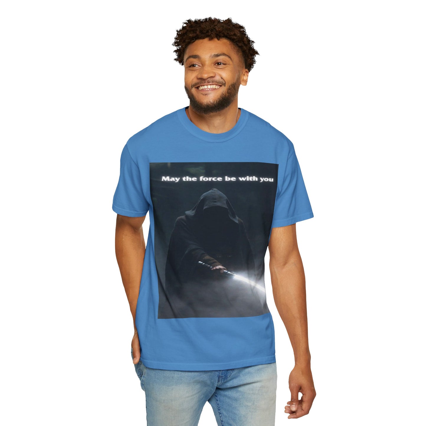 May the Force Be With You T-Shirt — Dark Hooded Lightsaber Graphic Tee