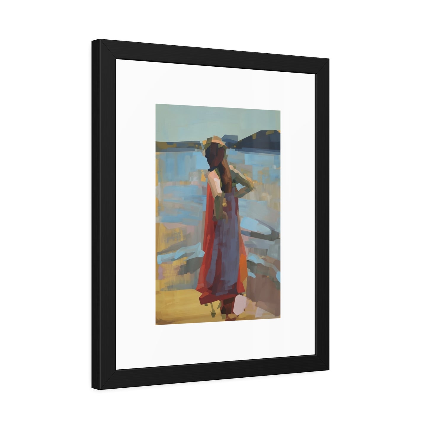Framed Art Print — Woman at the Shore Impressionist Poster
