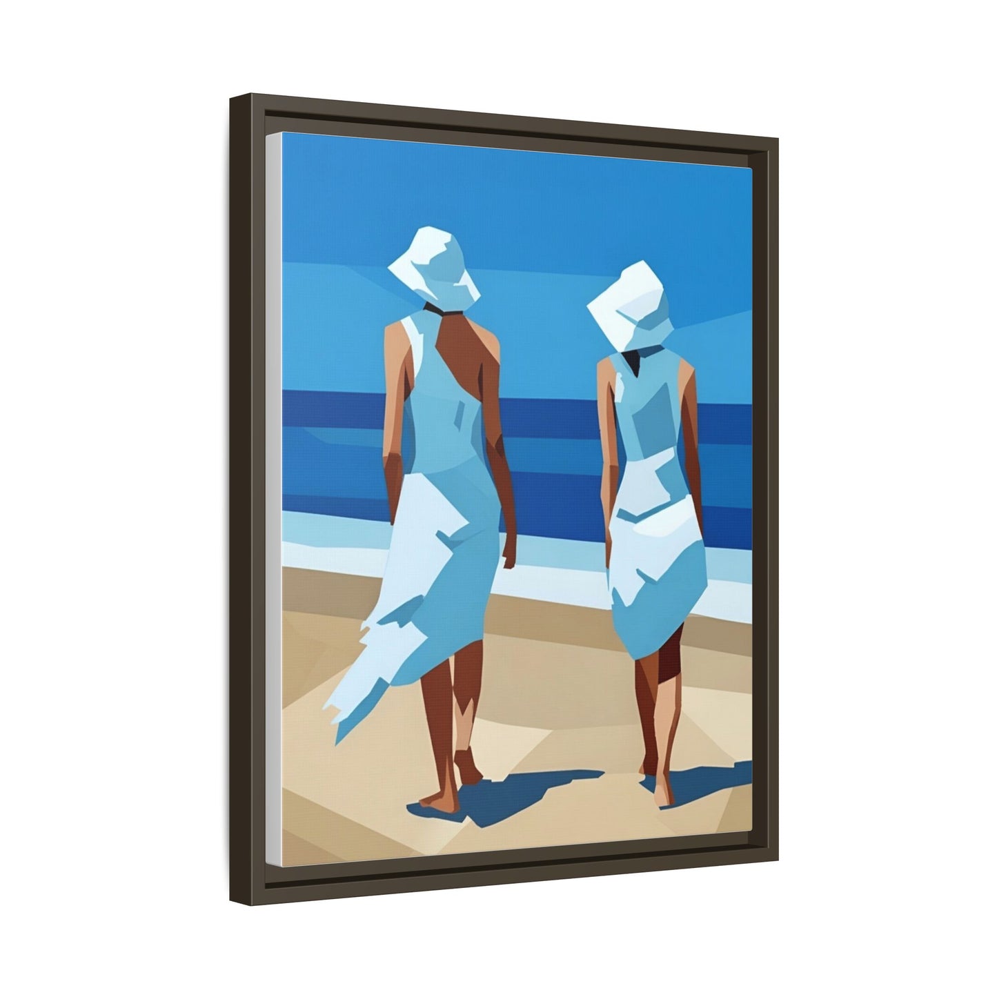 Seaside Stroll Matte Canvas Framed Print — Coastal Beach Art