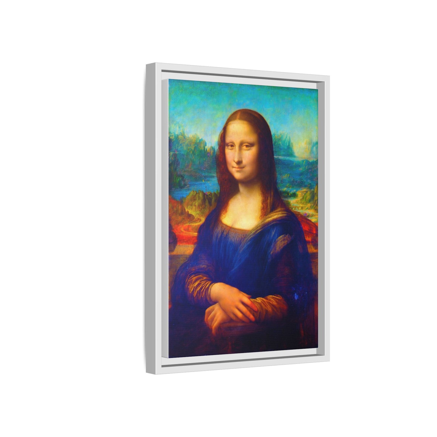 Framed Matte Canvas Print — Colorful Mona Lisa Wall Art