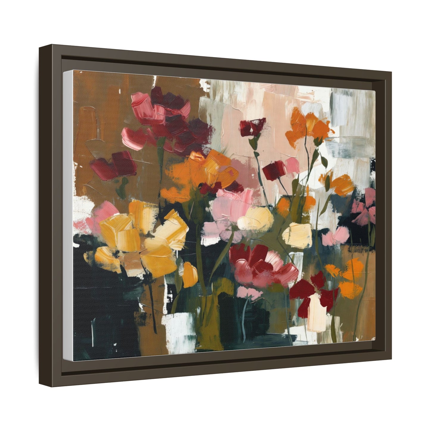 Framed Matte Canvas Floral Abstract Wall Art