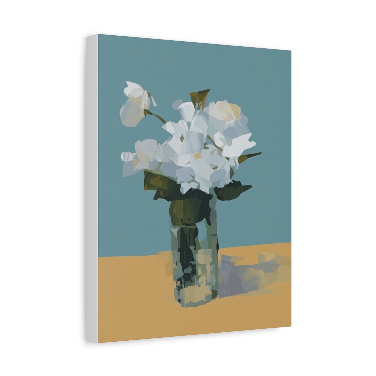 Abstract White Roses Canvas Art - Floral Vase Wall Decor