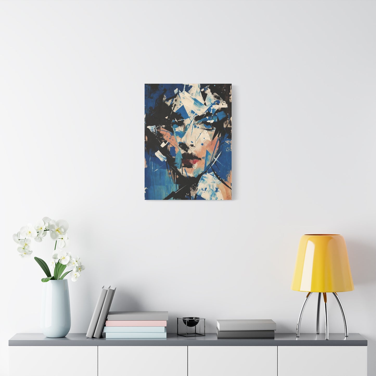 Abstract Blue Portrait Canvas Print — Modern Stretched Wall Art