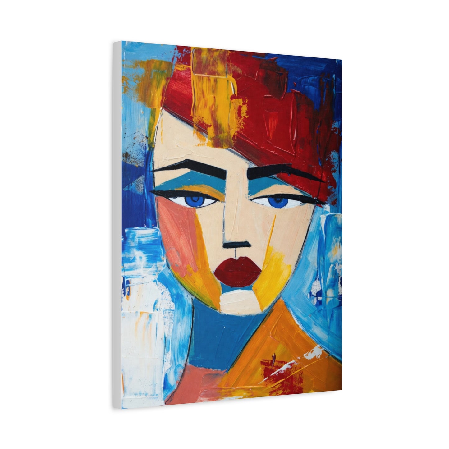 Abstract Colorful Face Matte Canvas Print — Modern Pop Art Portrait