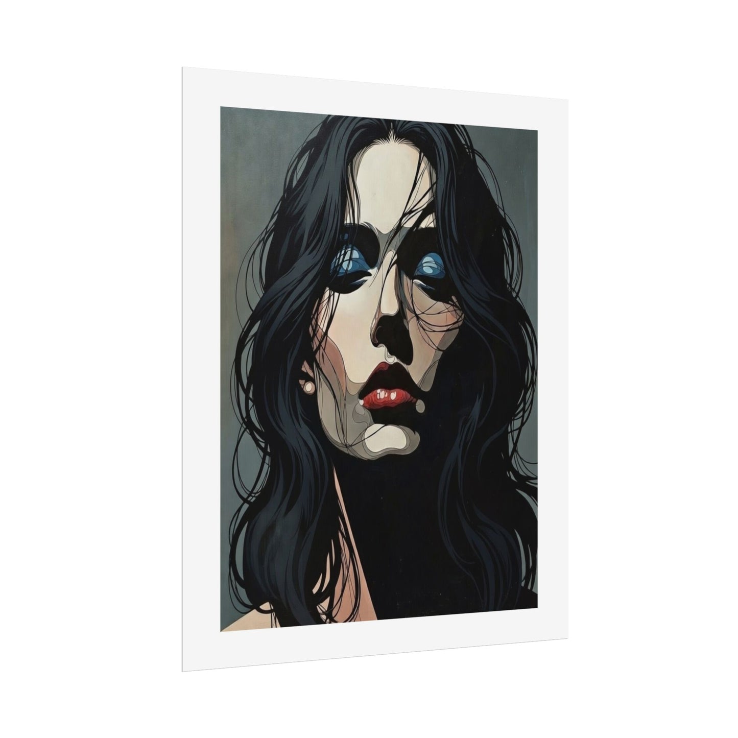 Rolled Poster — Moody Portrait Art Print (Dark Femme, Blue Eyeshadow)