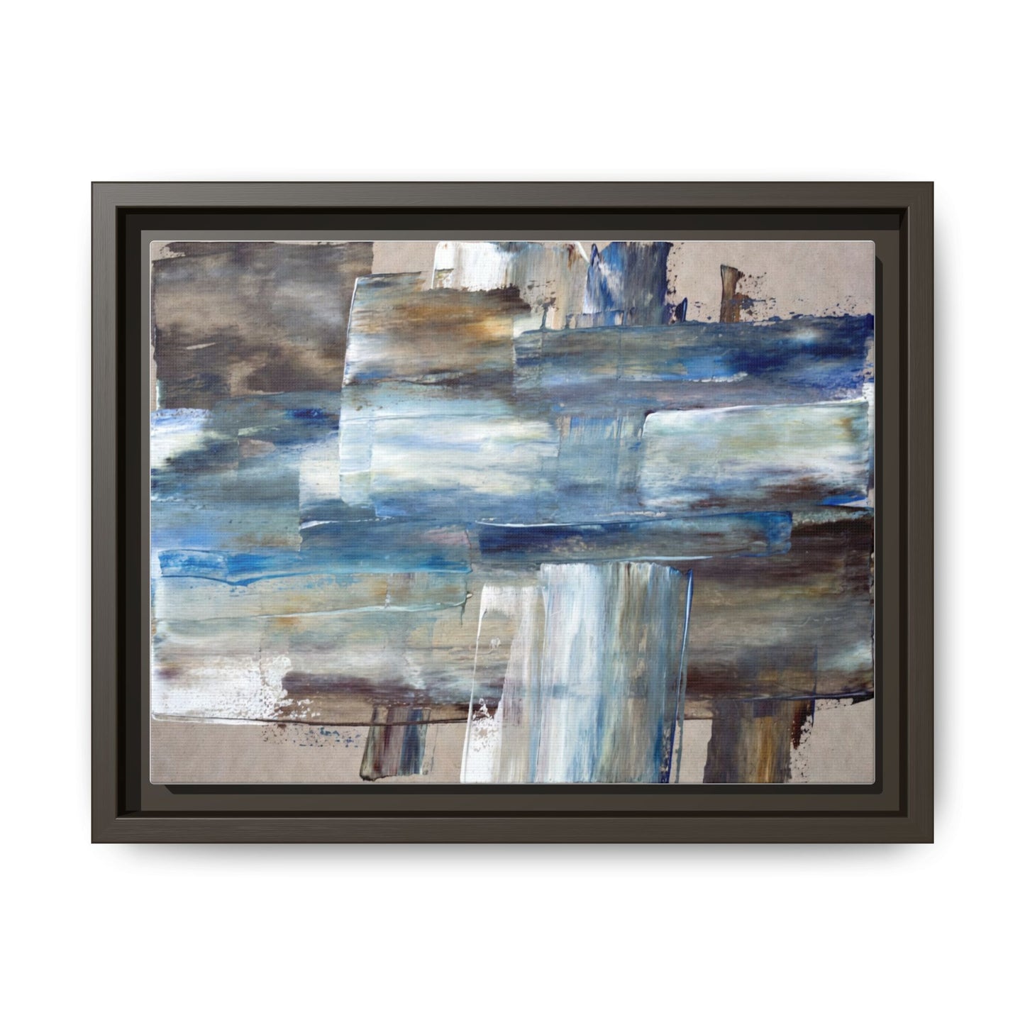 Abstract Blue Coastal Matte Canvas Framed Wall Art