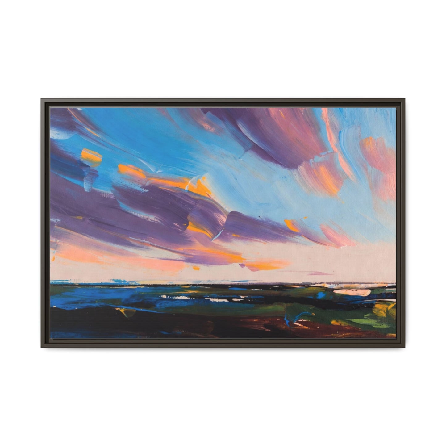 Framed Matte Canvas Abstract Seascape Sunset Art Print