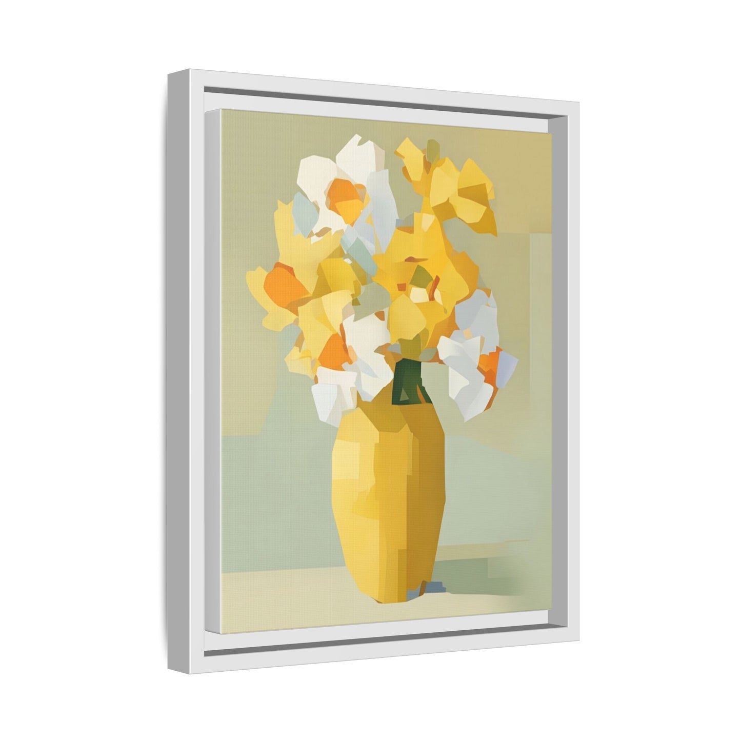 Framed Floral Canvas Print — Yellow Vase Bouquet Wall Art