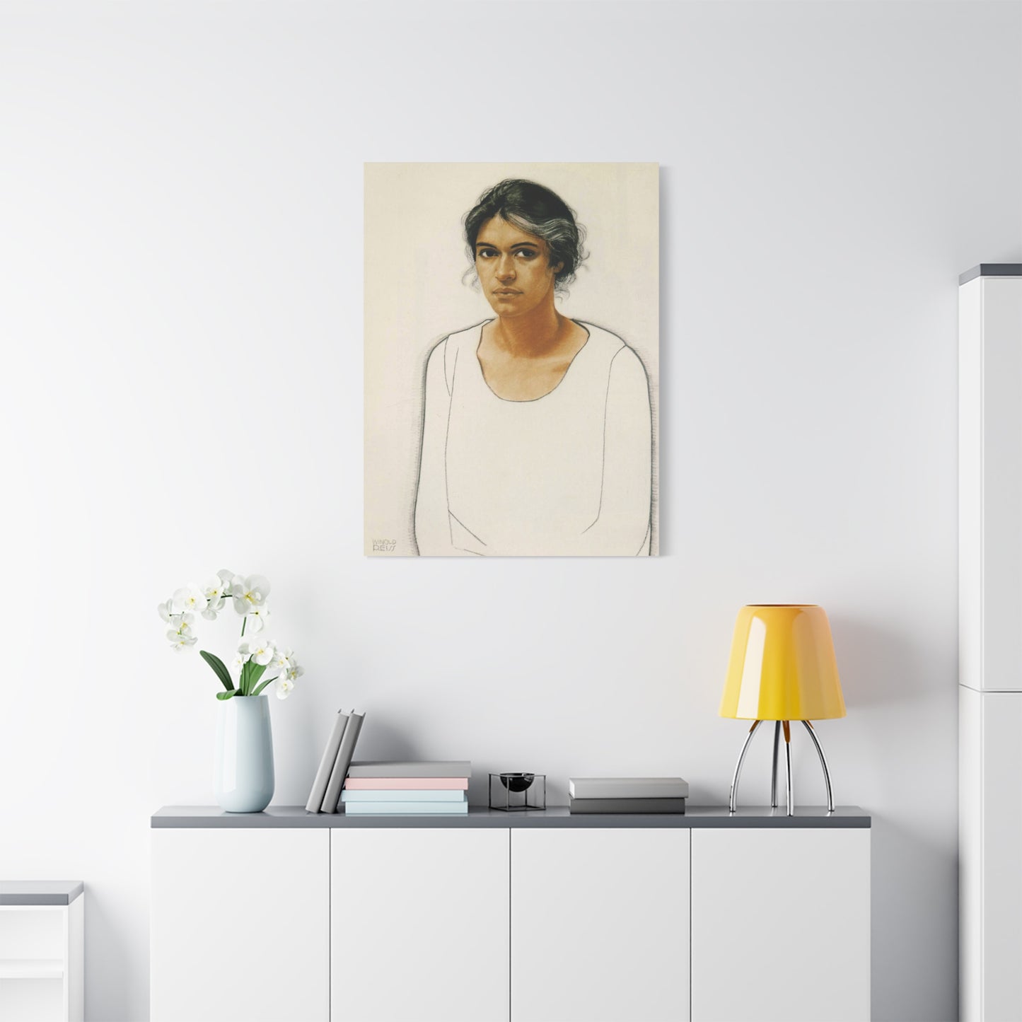 Portrait of a Woman by Winold Reiss Canvas Print – Matte Stretched Wall Art