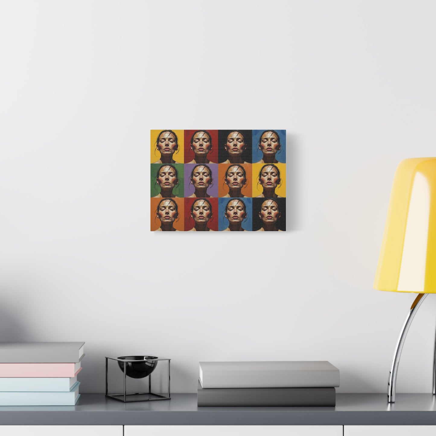 Pop Art Portrait Canvas - Color Grid Stretched Matte Wall Art