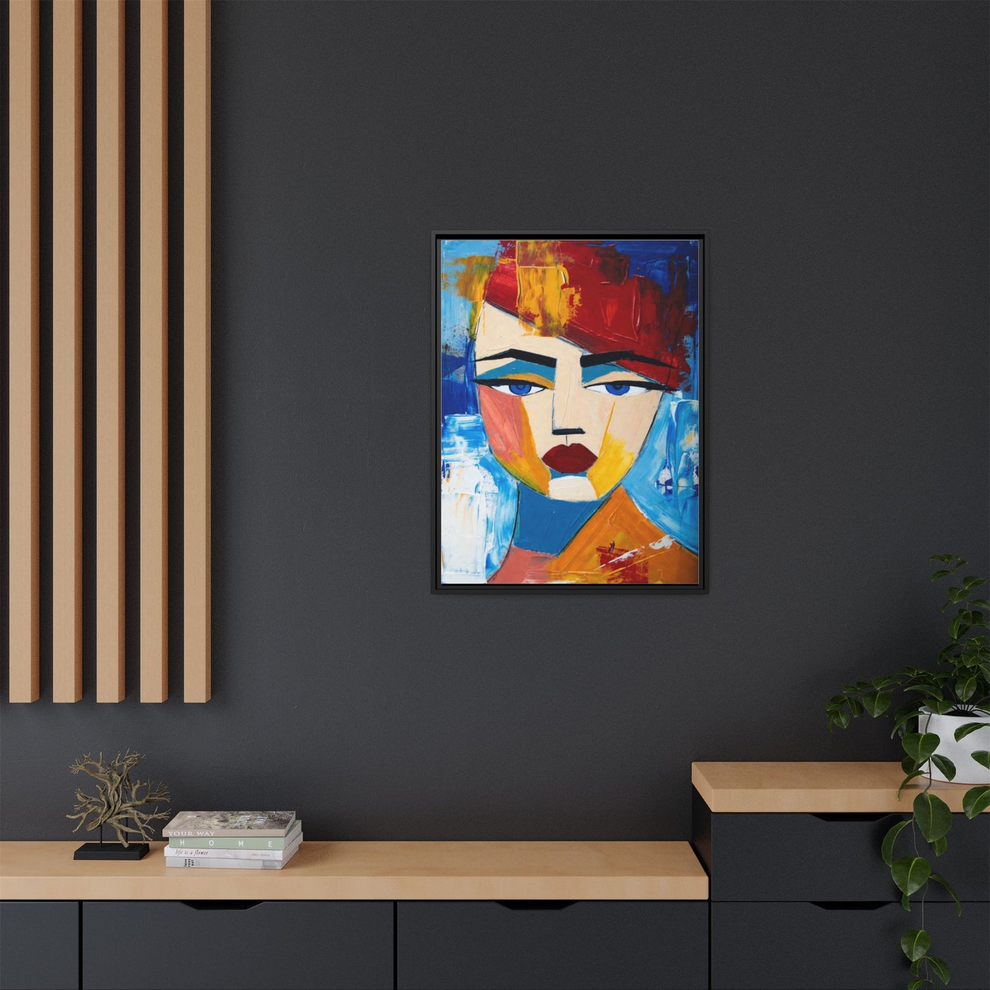 Abstract Colorful Portrait Framed Canvas Art