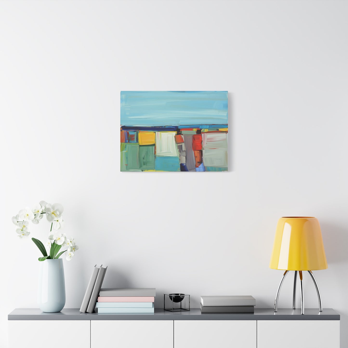 Abstract Coastal Landscape Canvas Print — Colorful Modern Seascape Wall Art