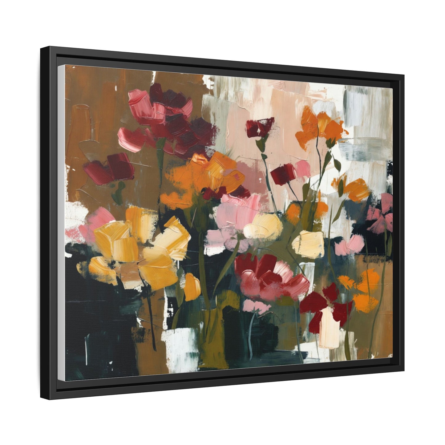 Framed Matte Canvas Floral Abstract Wall Art