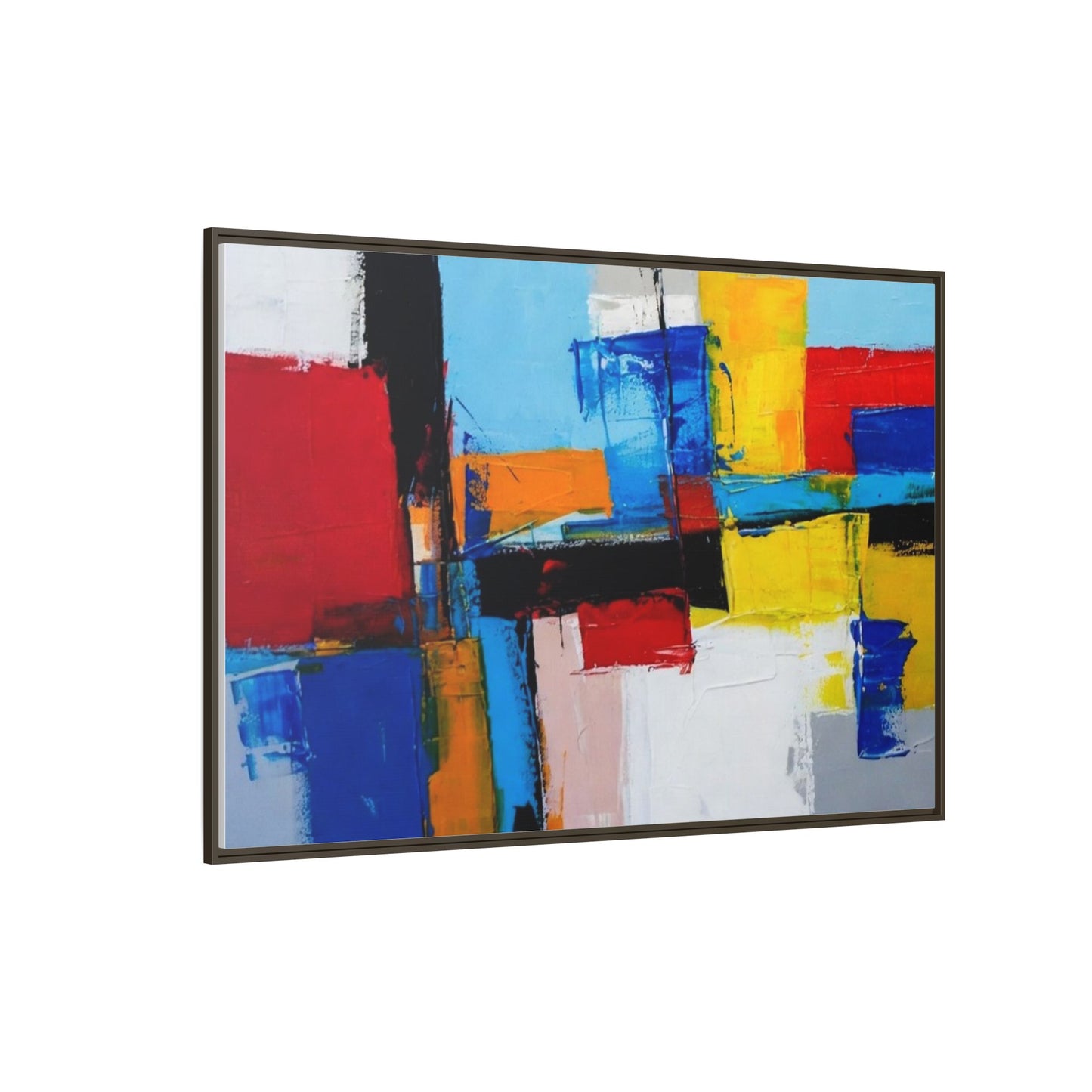 Abstract Color Block Matte Canvas Framed Wall Art