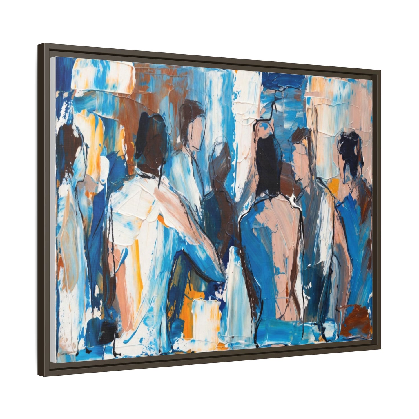 Abstract Coastal Figures Matte Canvas Framed Wall Art