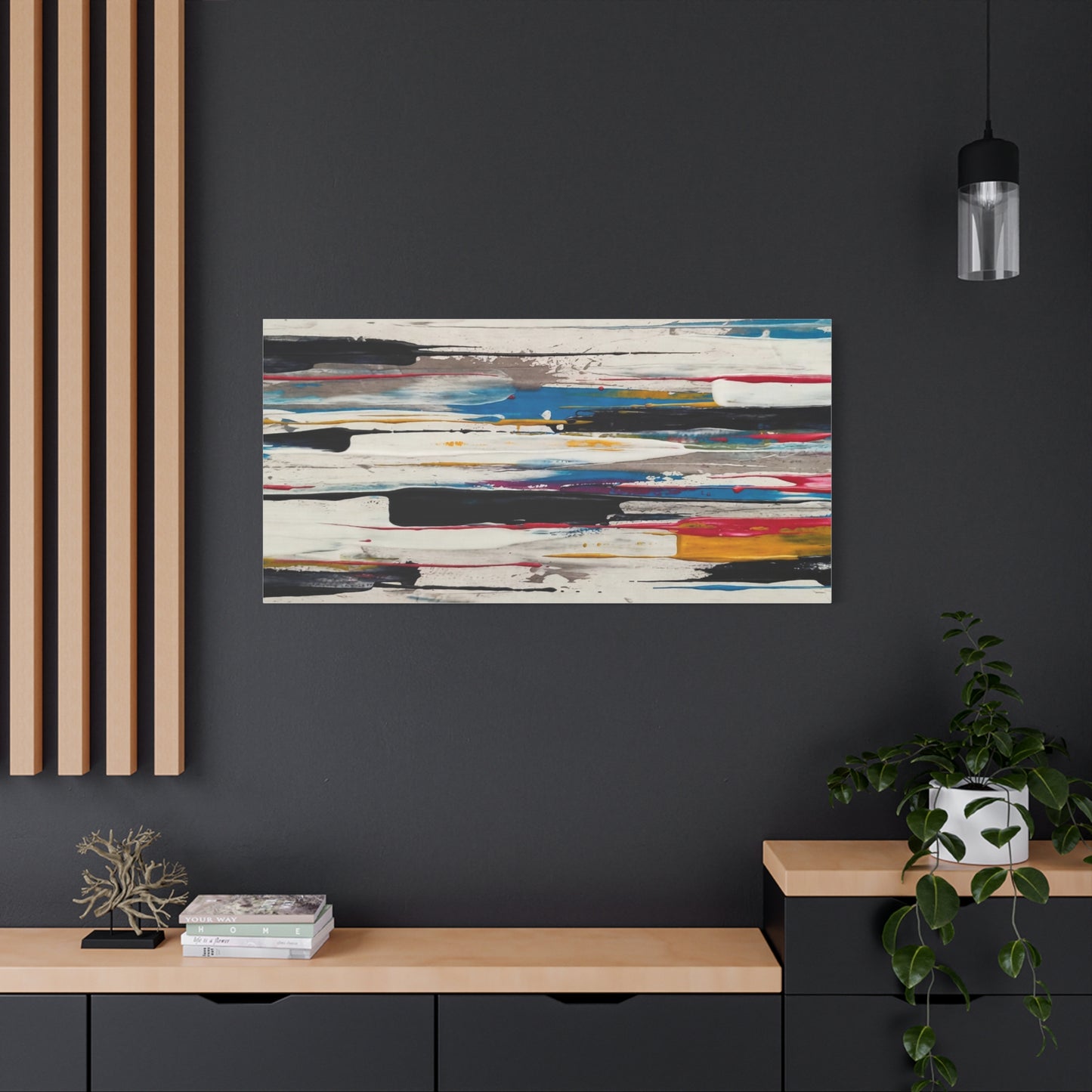 Abstract Color Streaks Matte Canvas Print — Modern Horizontal Wall Art
