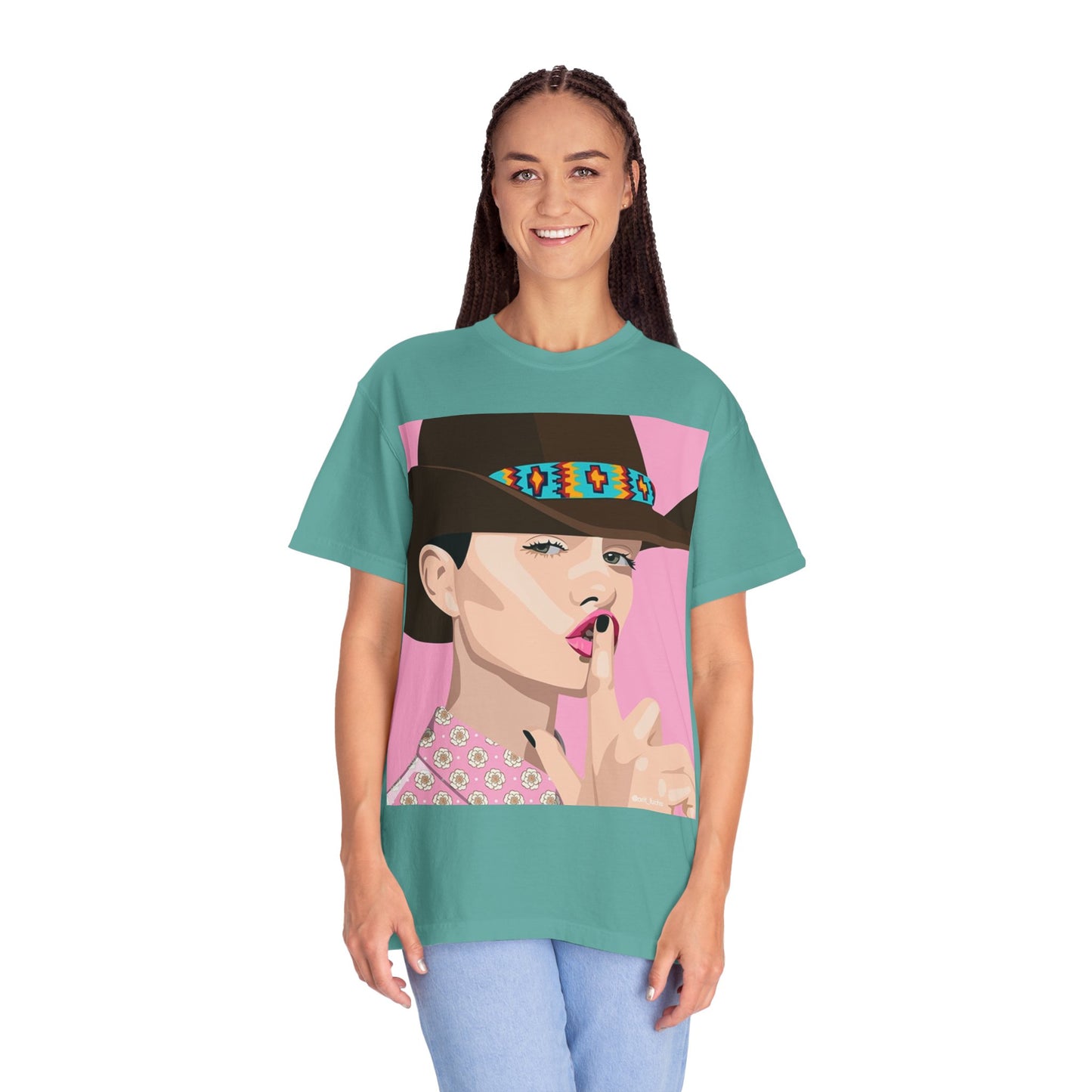 Cowgirl Pop Art T-Shirt — Pink 'Shh' Graphic Tee