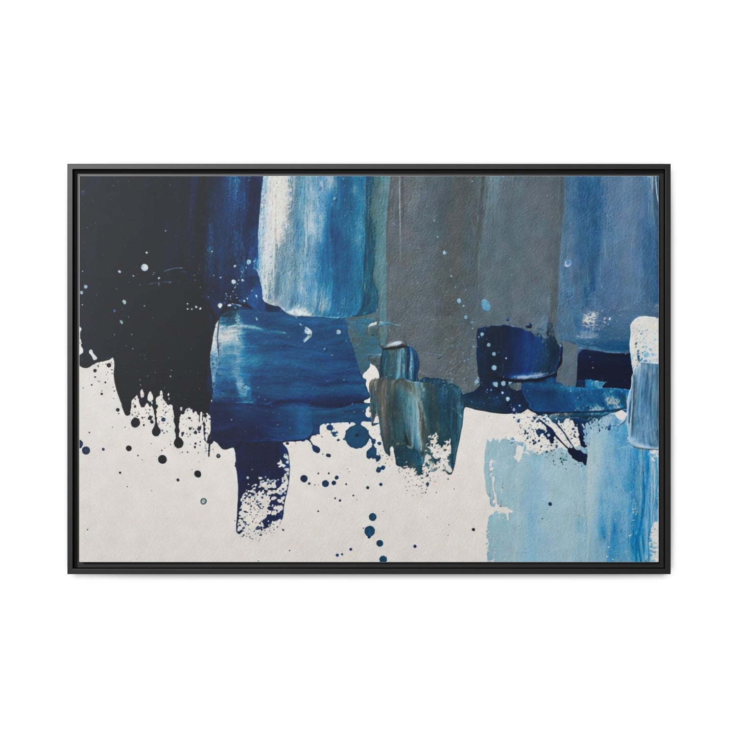 Abstract Blue Ocean Matte Canvas Framed Wall Art
