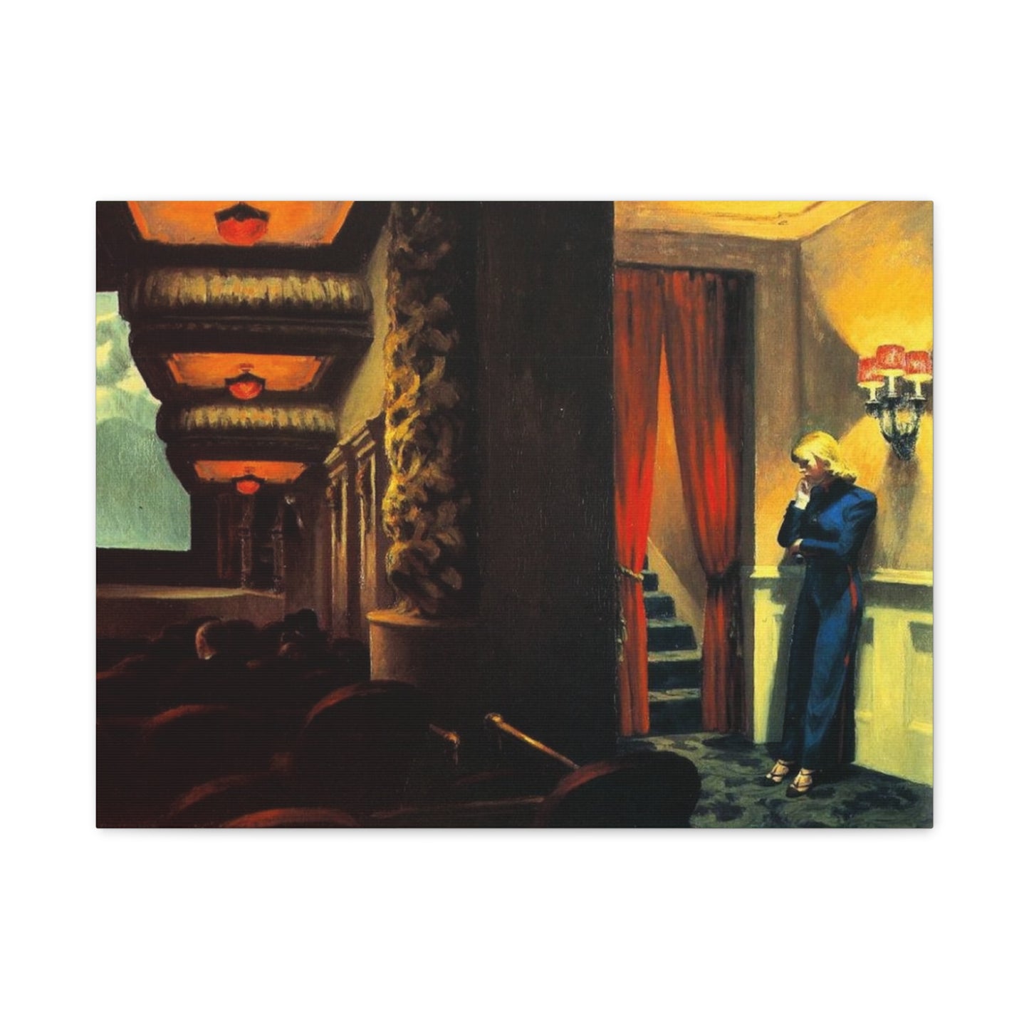 New York movie by Edward hopper Matte Canvas Wall Art Print