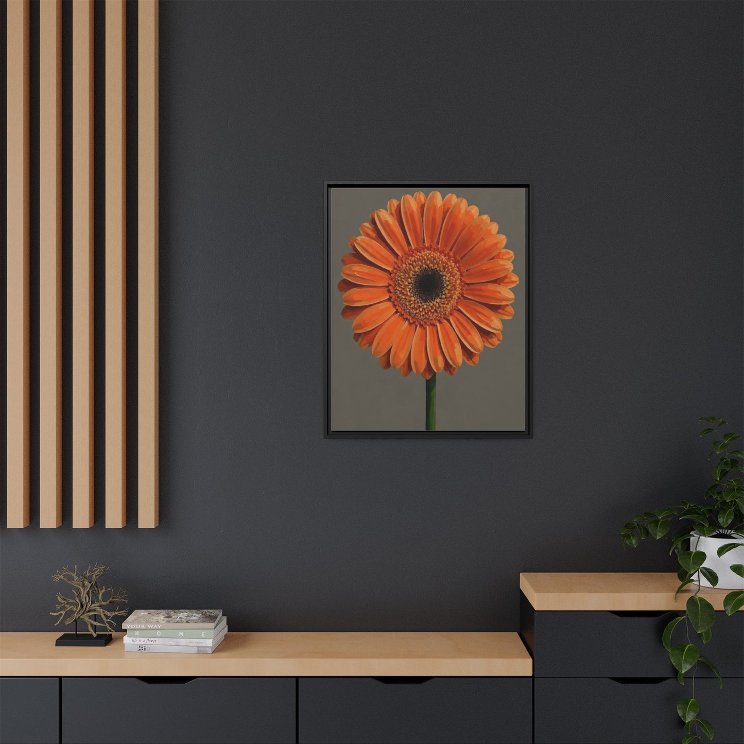 Orange Gerbera Daisy Matte Canvas Print (Framed)