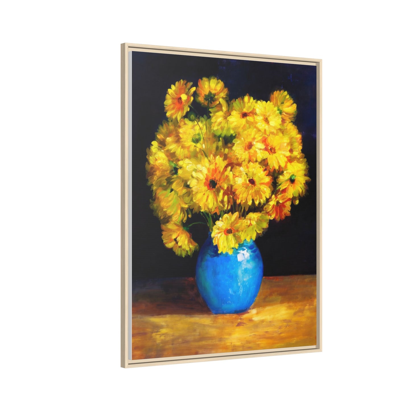 Yellow Daisy Bouquet Matte Canvas Framed Wall Art