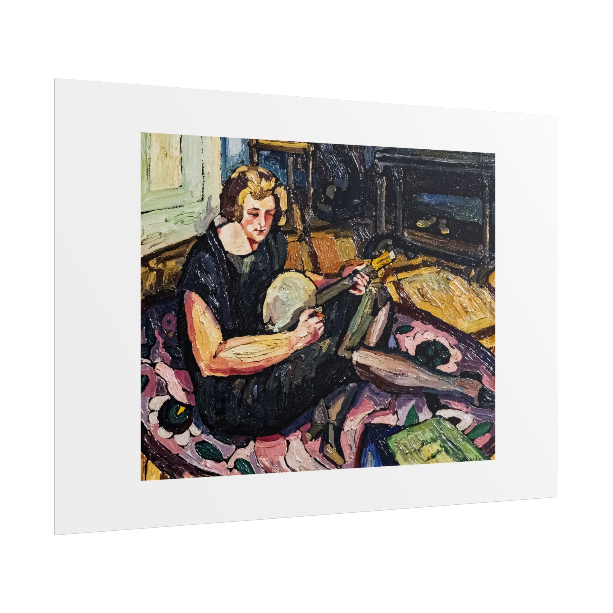 Luce au banjo dans le salon à Rabastens by Georges Gaudion Wall Art Print