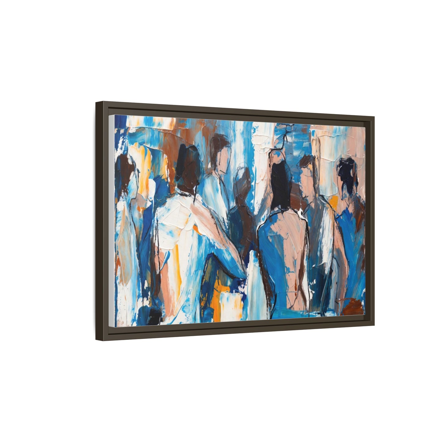 Abstract Coastal Figures Matte Canvas Framed Wall Art