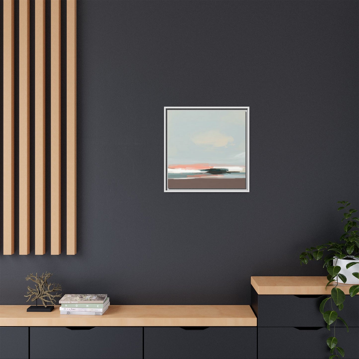 Framed Matte Canvas Print — Soft Coastal Abstract Landscape