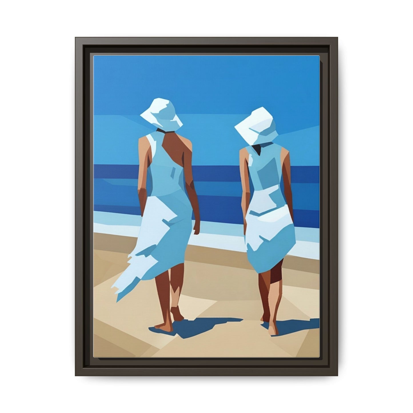 Seaside Stroll Matte Canvas Framed Print — Coastal Beach Art