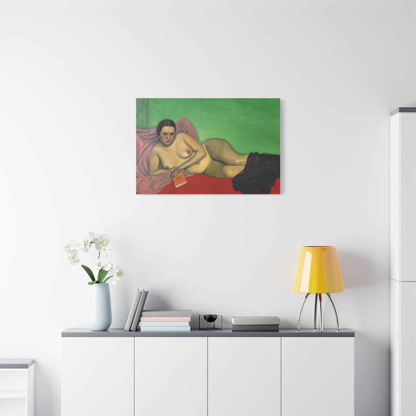 Femme nue tenant un livre by Félix Vallotton Matte Canvas Wall Art Print
