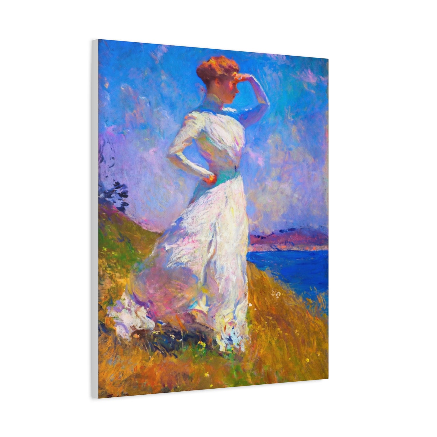Impressionist Coastal Lady Matte Canvas Print — Stretched 1.25"