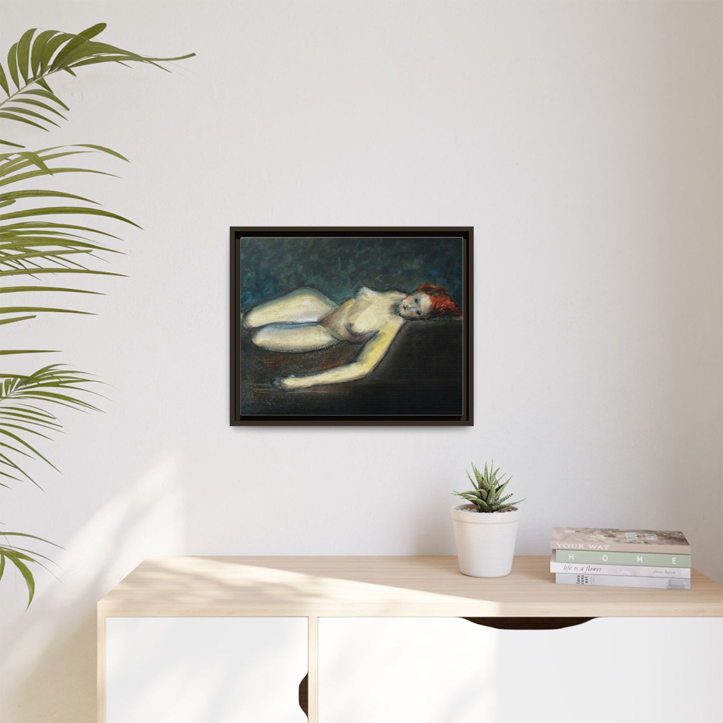 Lying nude by Paul Gosselin Framed Matte Canvas Wall Art Print