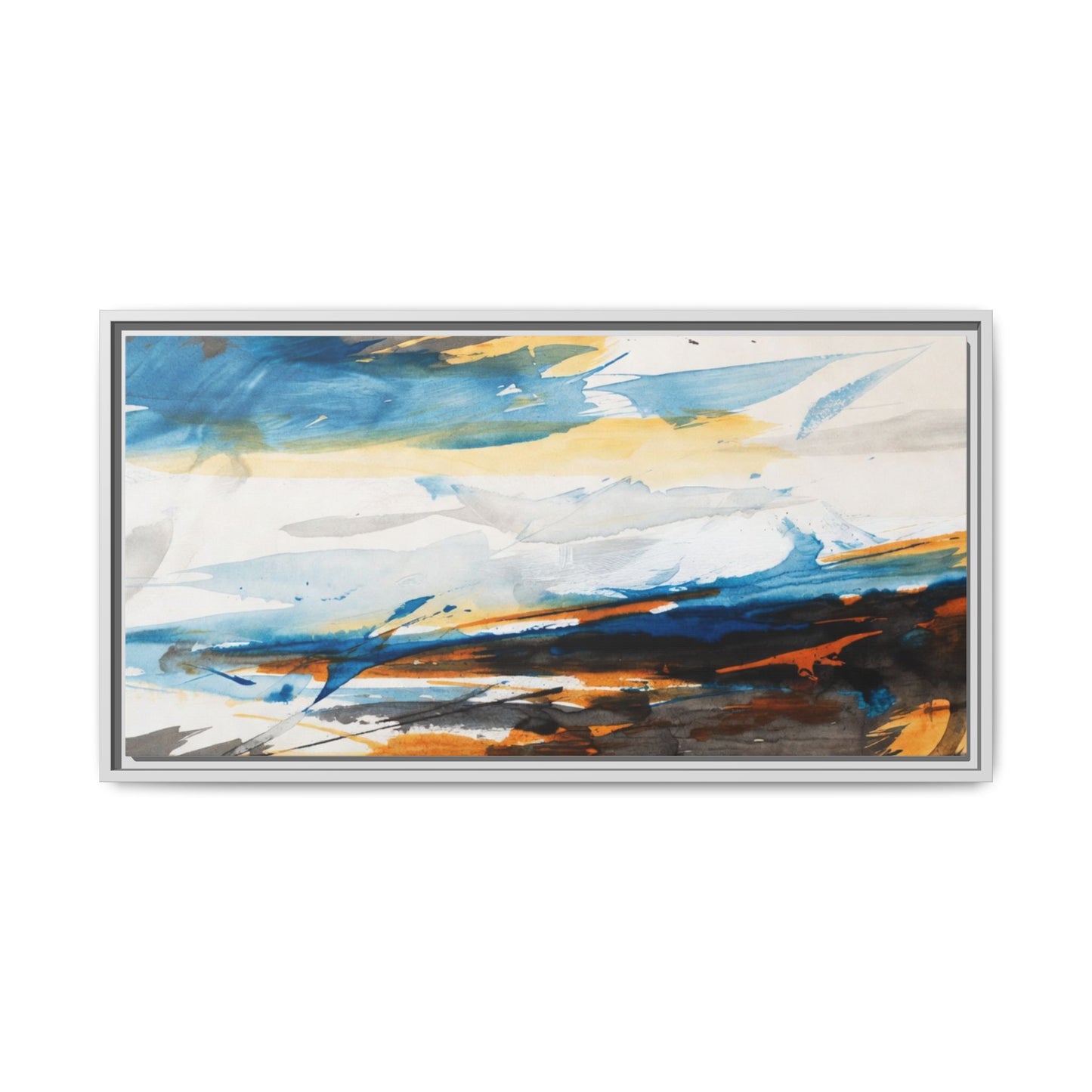 Abstract Coastal Waves Matte Canvas Framed Wall Art