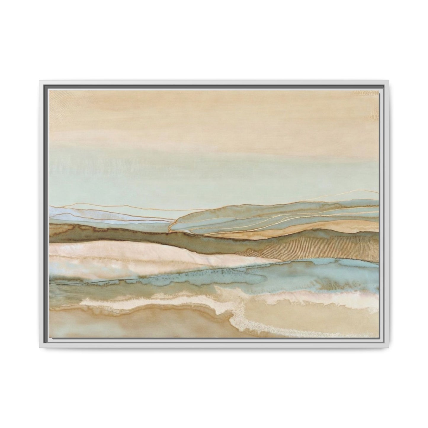 Framed Matte Canvas Coastal Abstract Landscape Wall Art