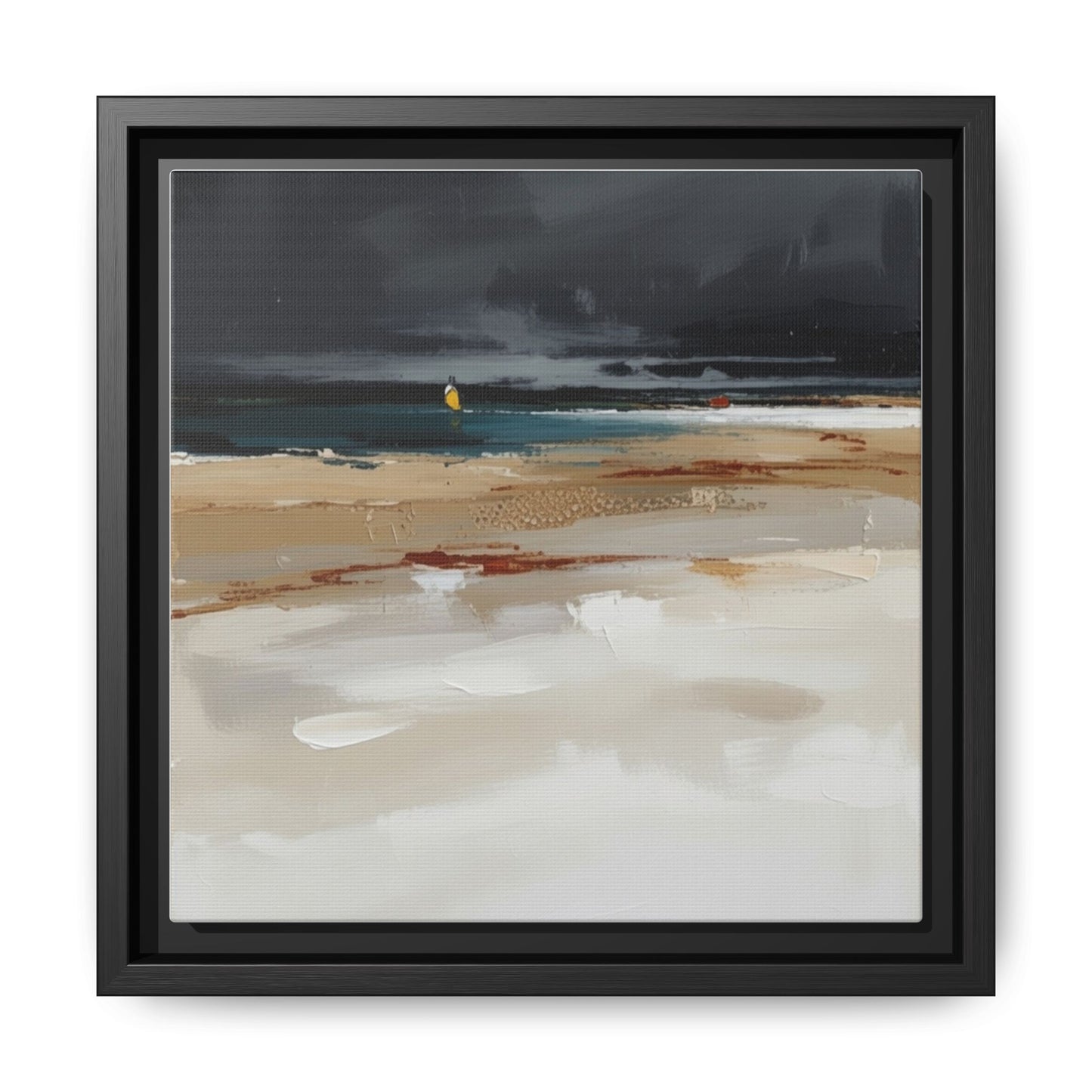 Framed Matte Canvas Beachscape Art Print — Coastal Abstract Wall Decor