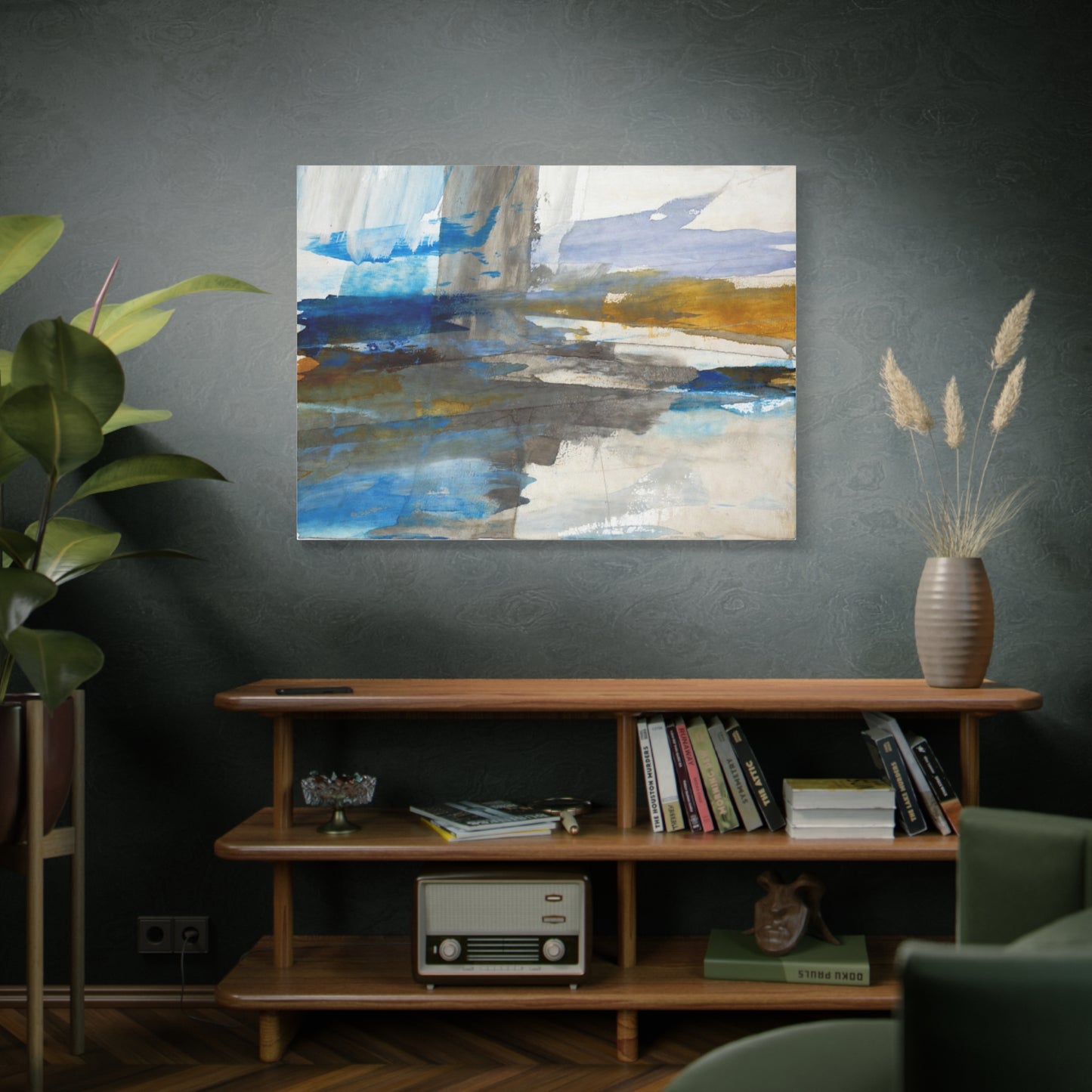 Abstract Coastal Blue Matte Canvas Print — Stretched 1.25" Wall Art
