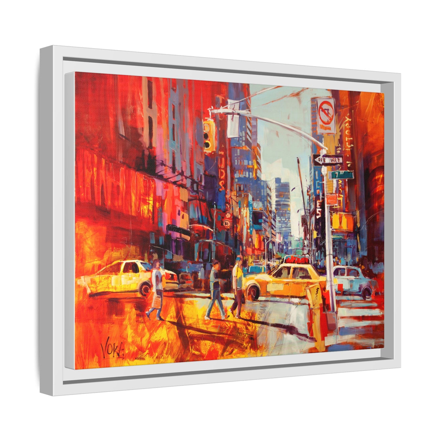 New York 7th AV attributed to Voke Framed Matte Canvas – Art Print