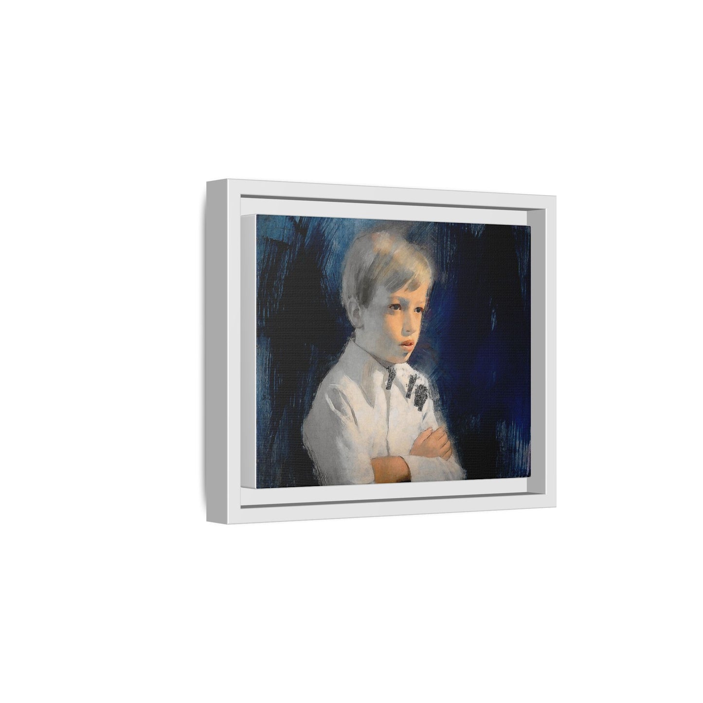 Painting of boy by Unknown Artist Framed Matte Canvas Wall Art Print