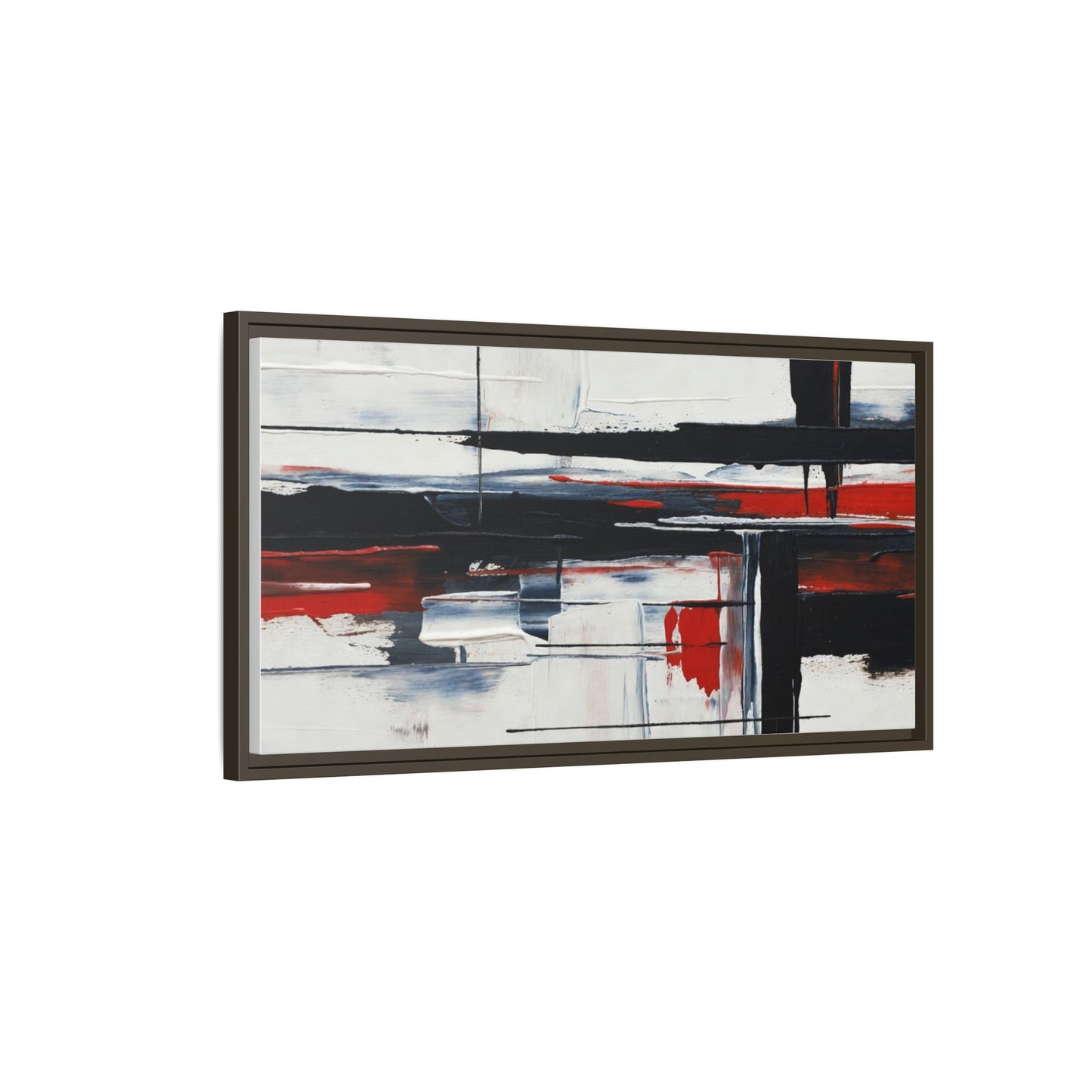 Abstract Red & Black Framed Canvas Art — Modern Matte Wall Painting
