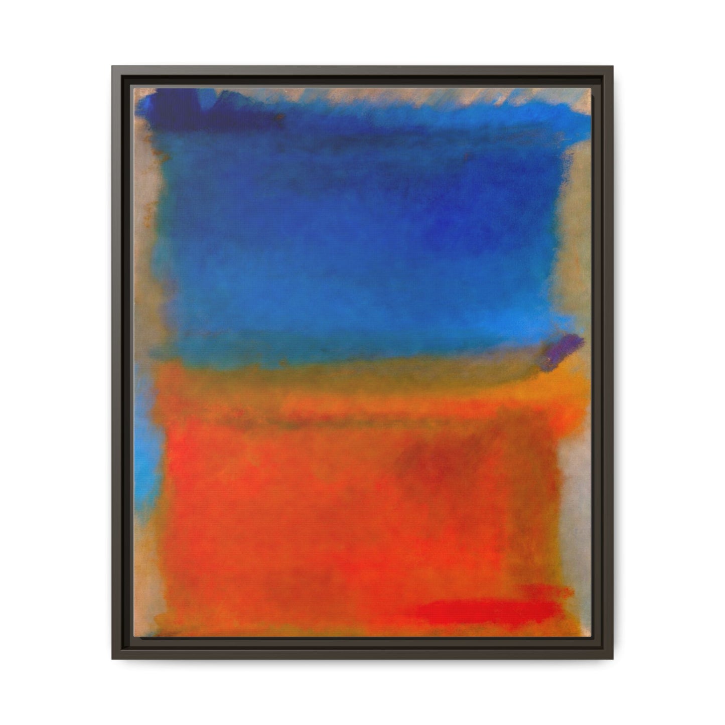 Abstract Color Block Matte Canvas Framed Wall Art — Blue & Orange Modern Painting