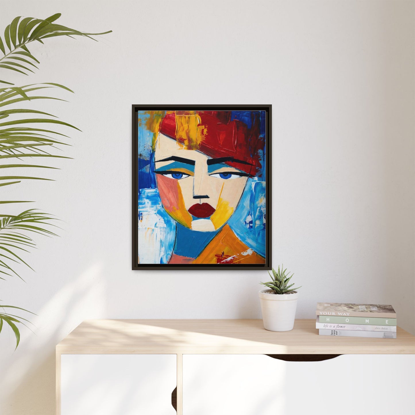 Abstract Colorful Portrait Framed Canvas Art