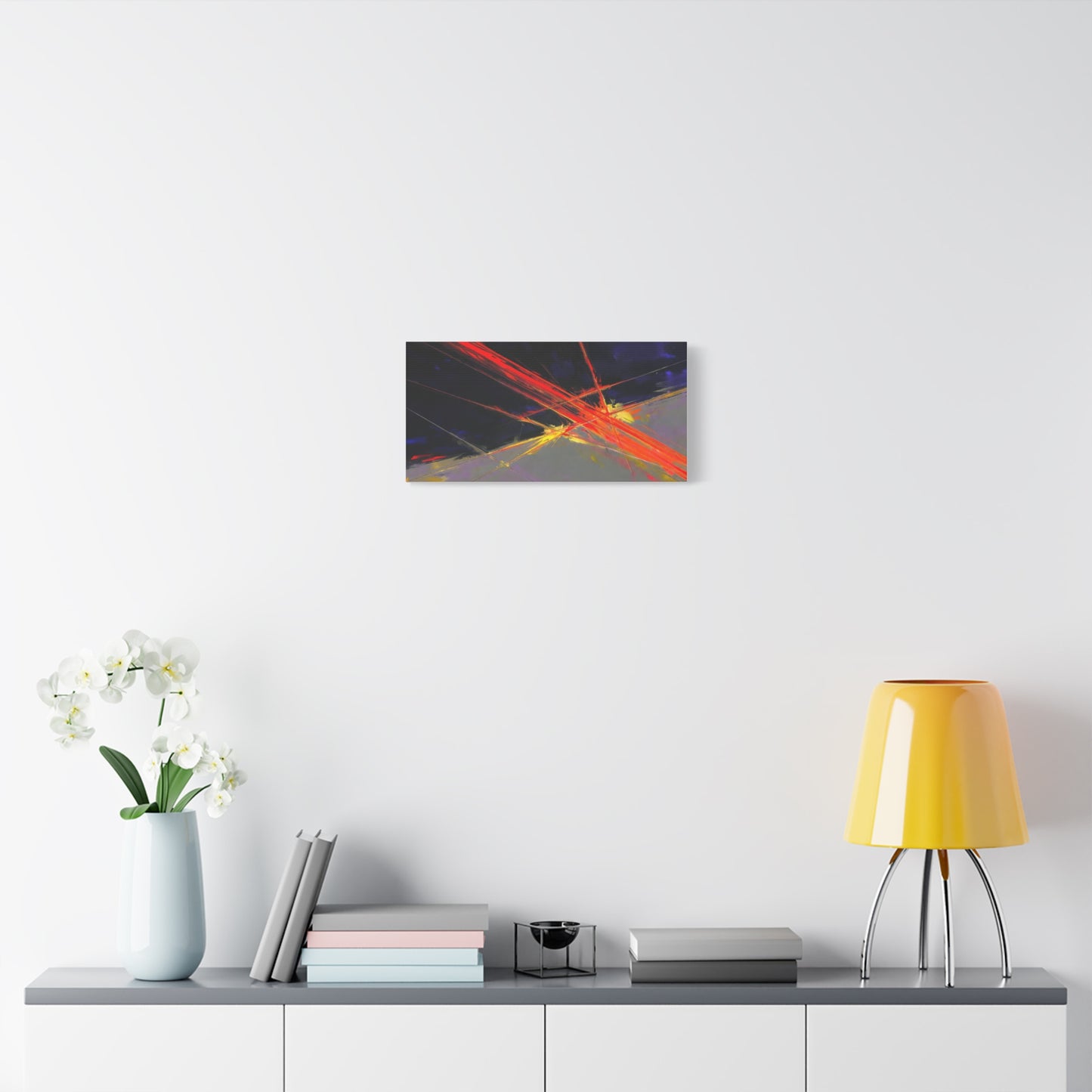 Abstract Red Streaks Matte Canvas Print — Modern Geometric Wall Art