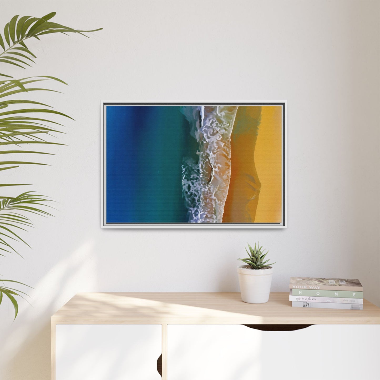Framed Matte Canvas Seascape Print – Coastal Waves Wall Art