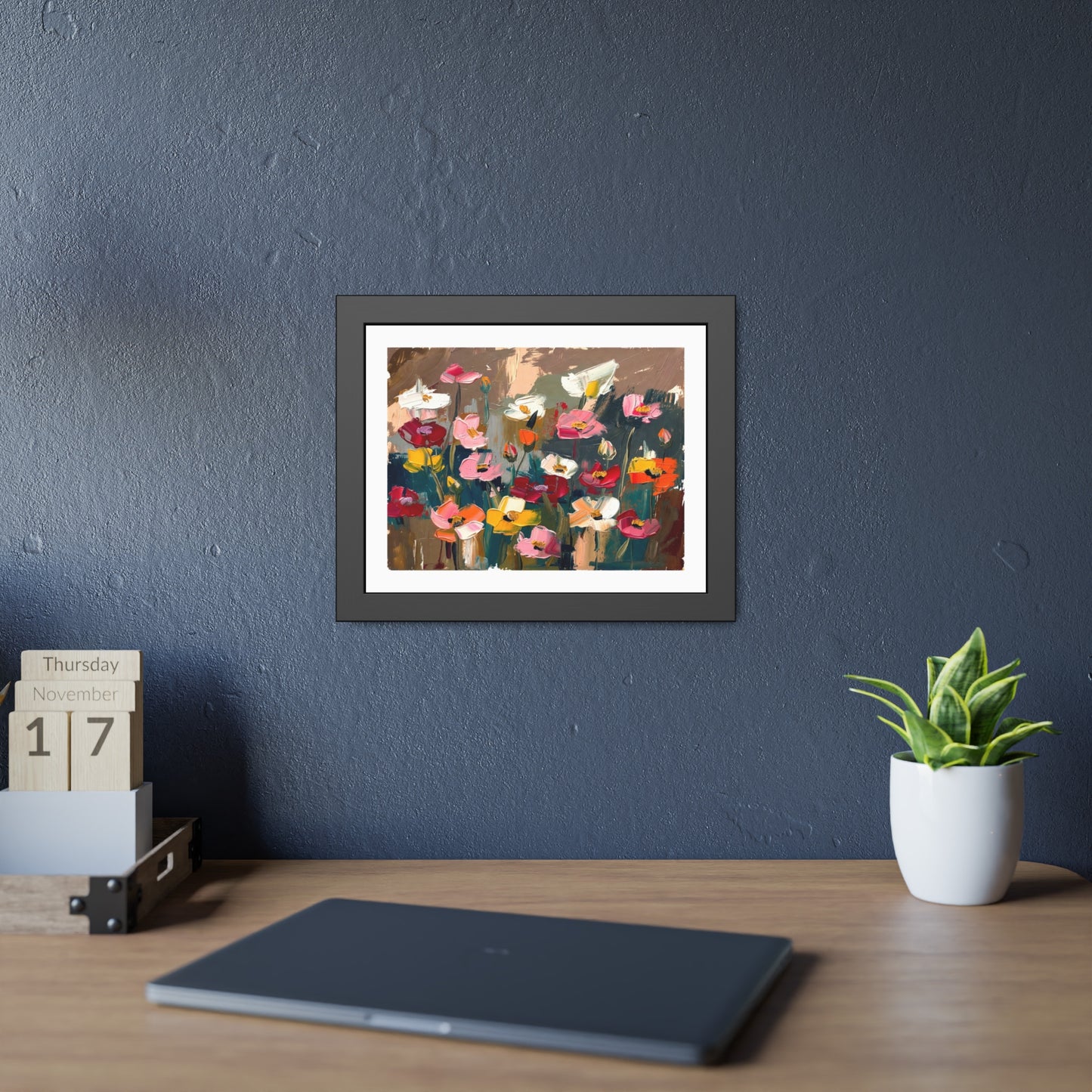 Framed Floral Poster — Colorful Abstract Flower Art Print