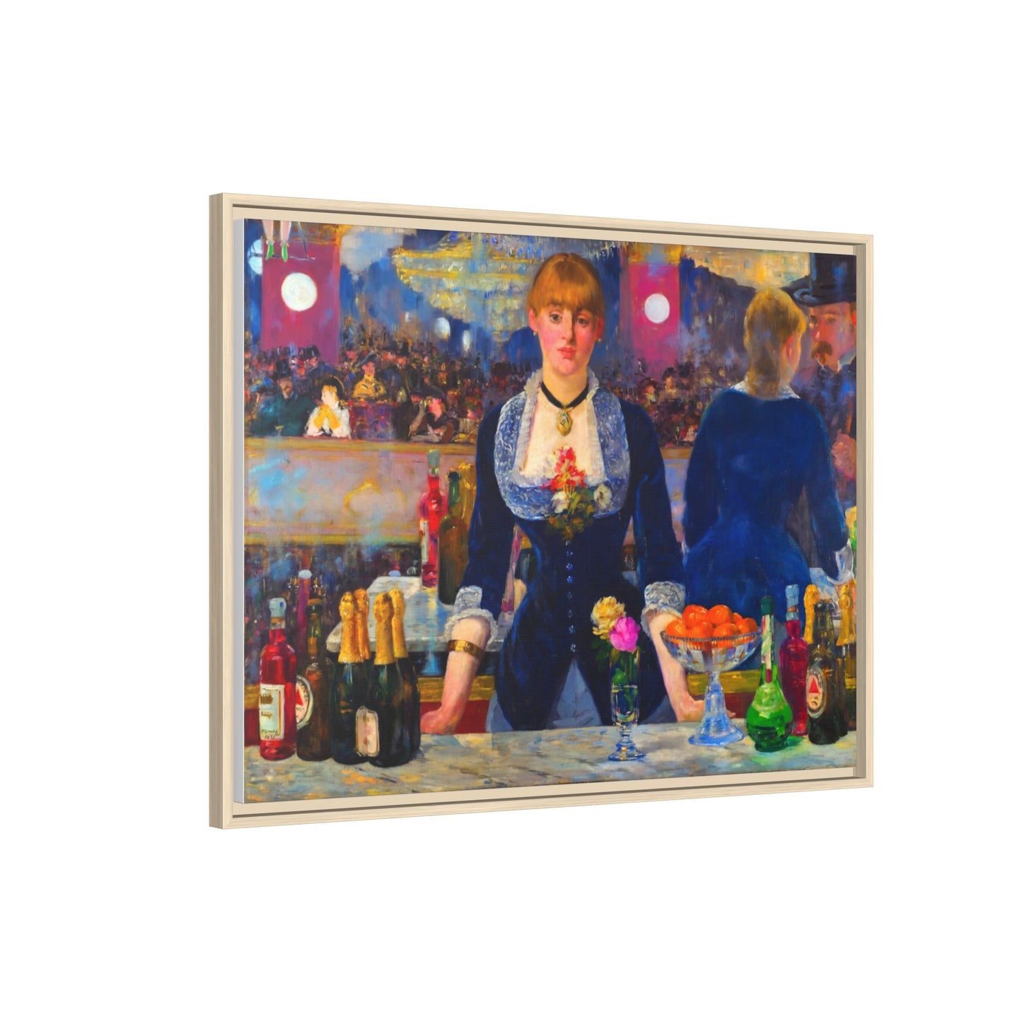 Framed Matte Canvas Print — Vintage Parisian Bar Scene