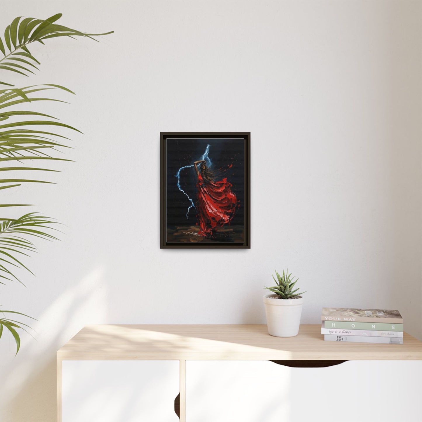 Framed Matte Canvas Print — Red Dancer Lightning Art