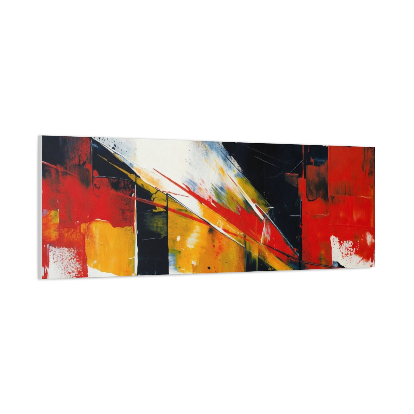 Abstract Geometric Canvas Art — Bold Red & Black Modern Wall Painting