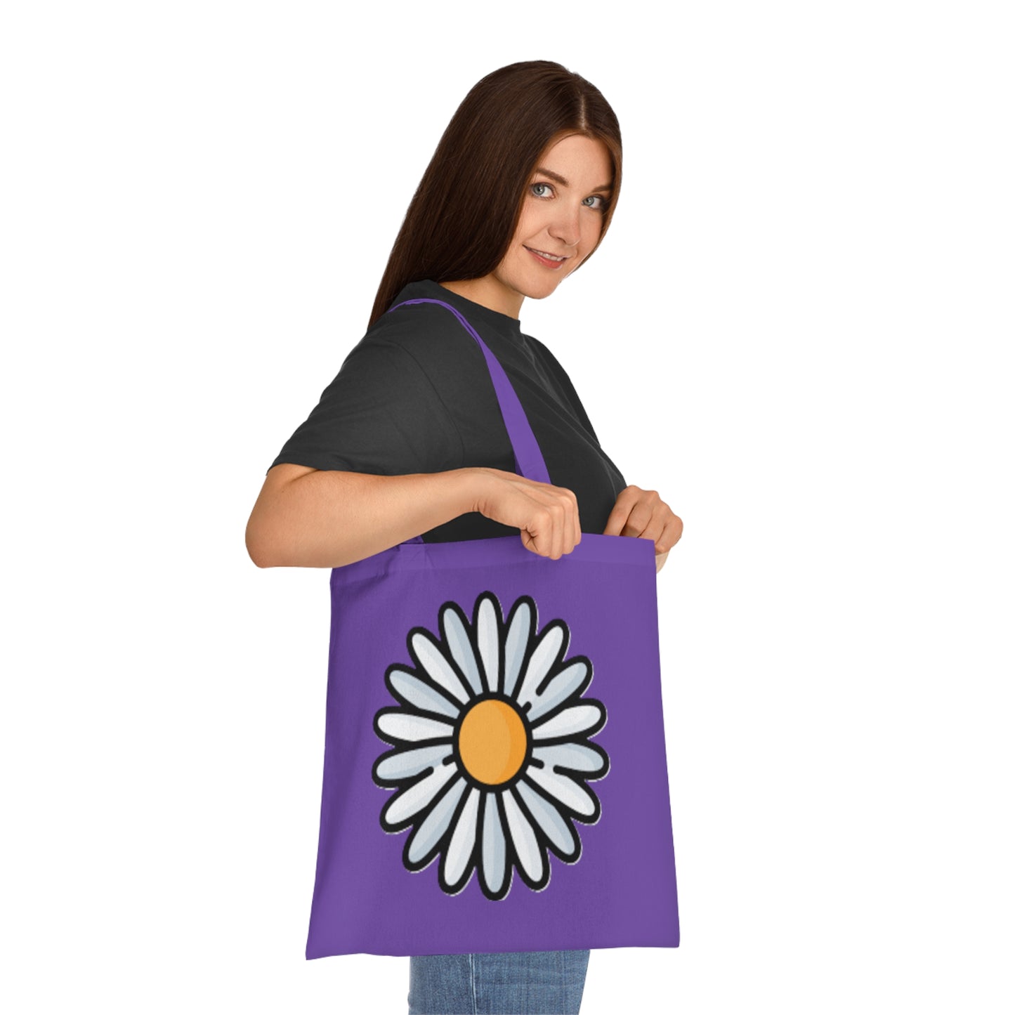 Daisy Print Cotton Tote Bag – Cute Floral Market Tote