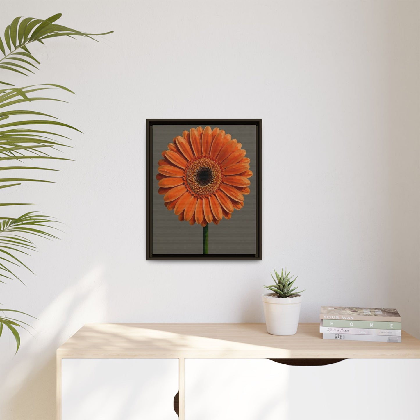 Orange Gerbera Daisy Matte Canvas Print (Framed)